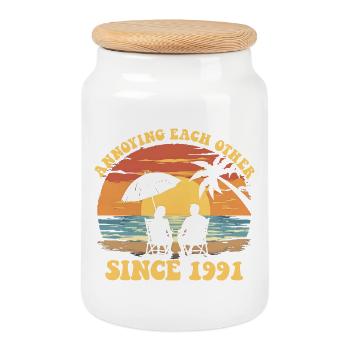 Jahrestag der gegenseitigen Belästigung seit 1991 - Keksdose mit Holzdeckel - Weiß - Vorne