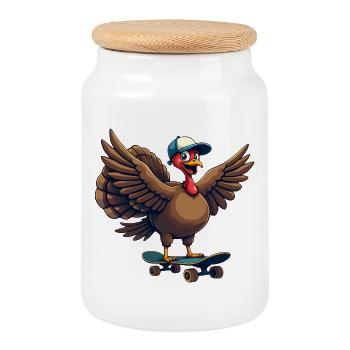 Thanksgiving Truthahn Jungs - Keksdose mit Holzdeckel - Weiß - Vorne