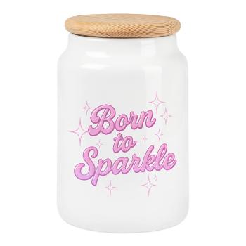 born to sparkle / y2k statement design - Keksdose mit Holzdeckel - Weiß - Vorne