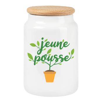 start-up - Cookie Jar with Wooden Lid - white - Front