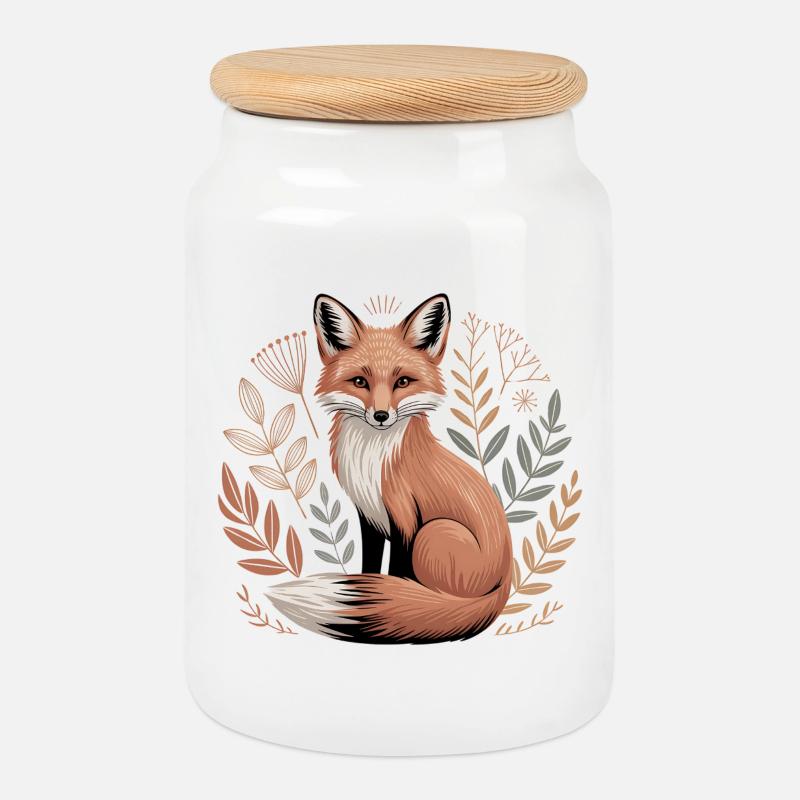 Boho Fuchs - Keksdose mit Holzdeckel - Weiß
