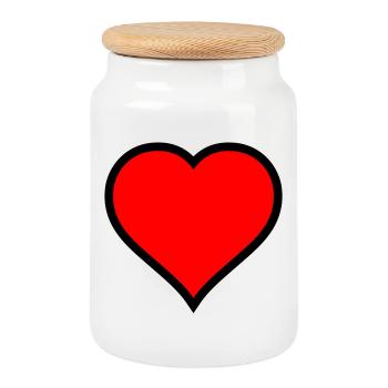 Impression d’icône de cœur rouge - Boîte à biscuits avec couvercle en bois - blanc - Devant