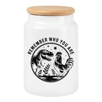 Remember who you are - Funny Dinosaur T-Shirt - Cookie Jar with Wooden Lid - white - Front