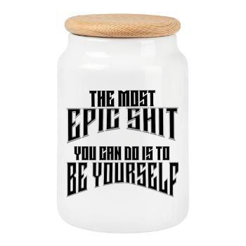 Epic selflove - be yourself! Your hero's journey. - Cookie Jar with Wooden Lid - white - Front