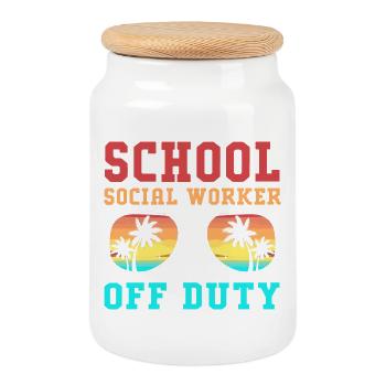 Social Worker Social Pedagogue Social Worker - Cookie Jar with Wooden Lid - white - Front