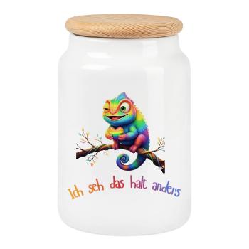 I just see it differently! - Cookie Jar with Wooden Lid - white - Front