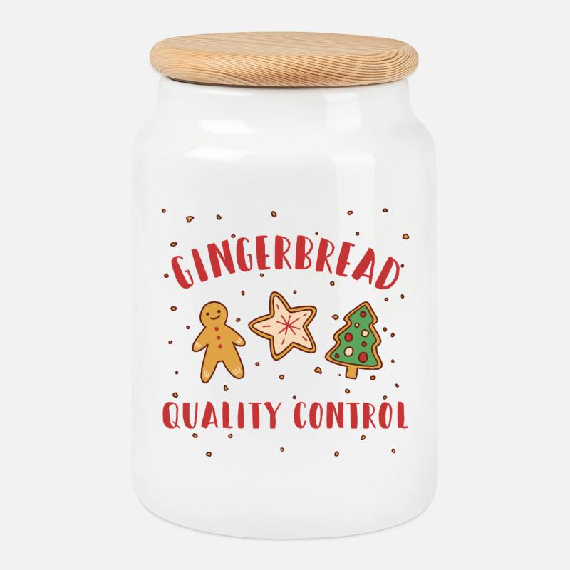 Gingerbread Quality Control - Lustige Weihnachten - Keksdose mit Holzdeckel - Weiß