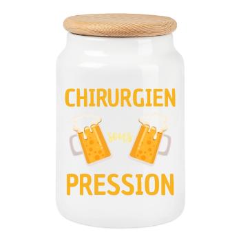 Chirurgien Sous Pression Design Drôle Bière - Boîte à biscuits avec couvercle en bois - blanc - Devant