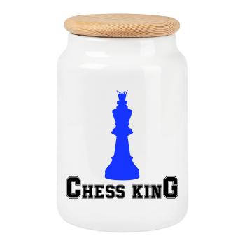 Roi des échecs - Boîte à biscuits avec couvercle en bois - blanc - Devant