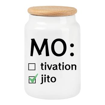 Motivation oder Mojito - Keksdose mit Holzdeckel - Weiß - Vorne