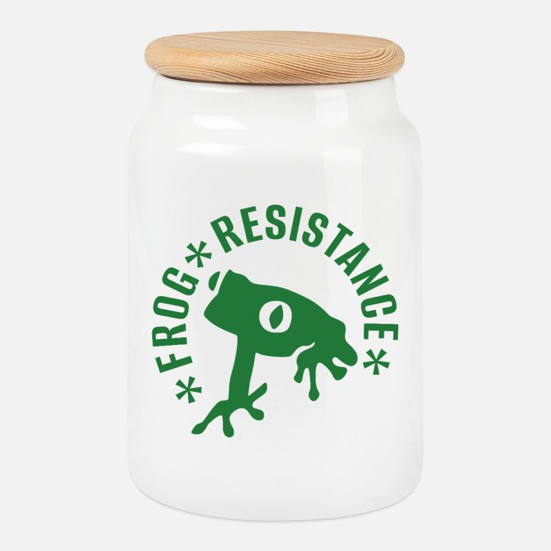 Frosch Widerstand - "Frog resistance" - Keksdose mit Holzdeckel - Weiß