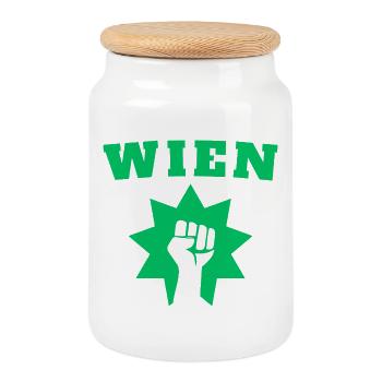 Vienna - Cookie Jar with Wooden Lid - white - Front