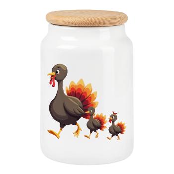 Thanksgiving Truthahn Baby - Keksdose mit Holzdeckel - Weiß - Vorne