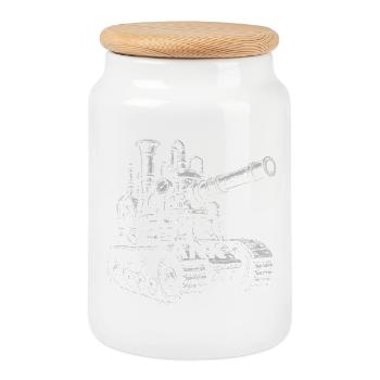 Steampunk Tank Gearwork Imprimer - Boîte à biscuits avec couvercle en bois - blanc - Devant