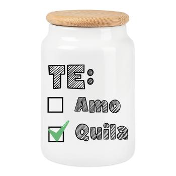 Te AmoTequila - Boîte à biscuits avec couvercle en bois - blanc - Devant