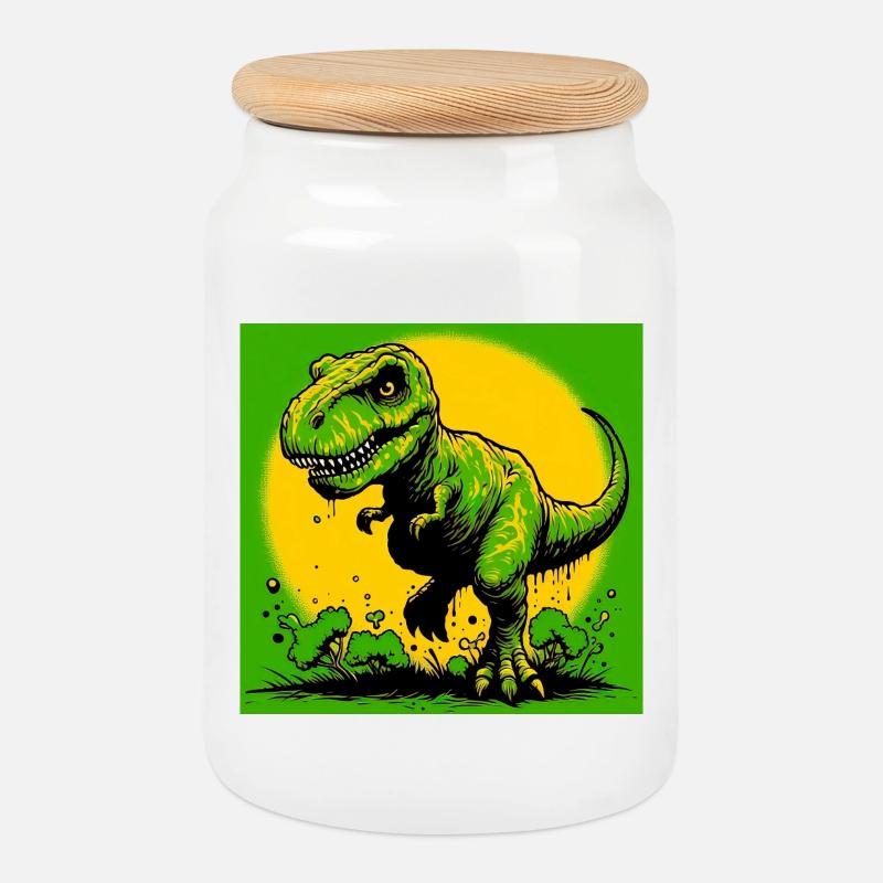 Dinosaurier - Keksdose mit Holzdeckel - Weiß