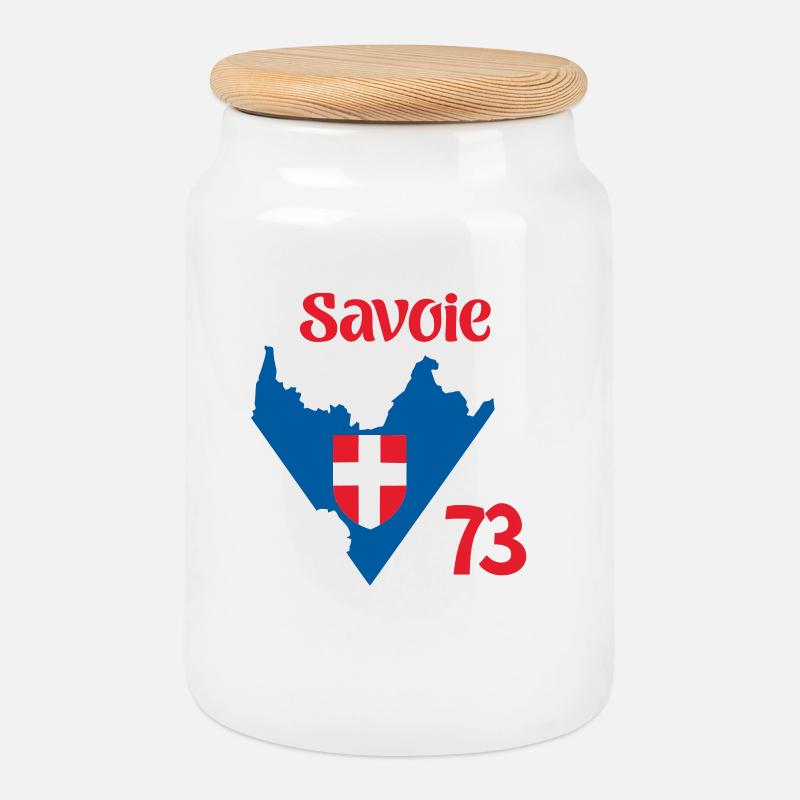 Savoie 73 - Boîte à biscuits avec couvercle en bois - blanc