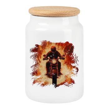 Motards de Flame Storm - Boîte à biscuits avec couvercle en bois - blanc - Devant