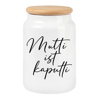 Mom Is Broken / Hand Lettering Designs - Cookie Jar with Wooden Lid - white - Front