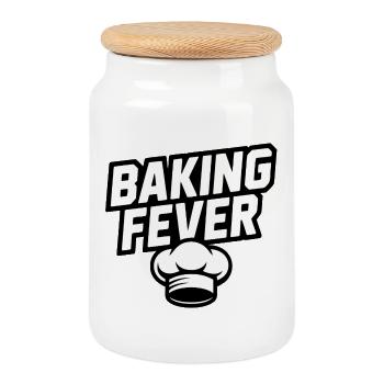 BakingFever Chef Motif - Boîte à biscuits avec couvercle en bois - blanc - Devant