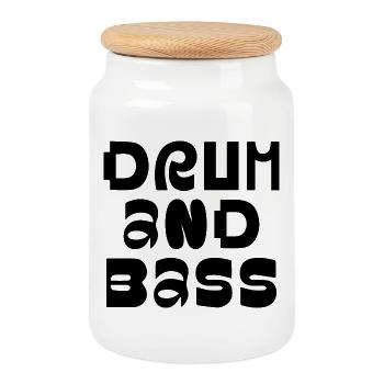 Drum and Bass fancy logo design - Cookie Jar with Wooden Lid - white - Front