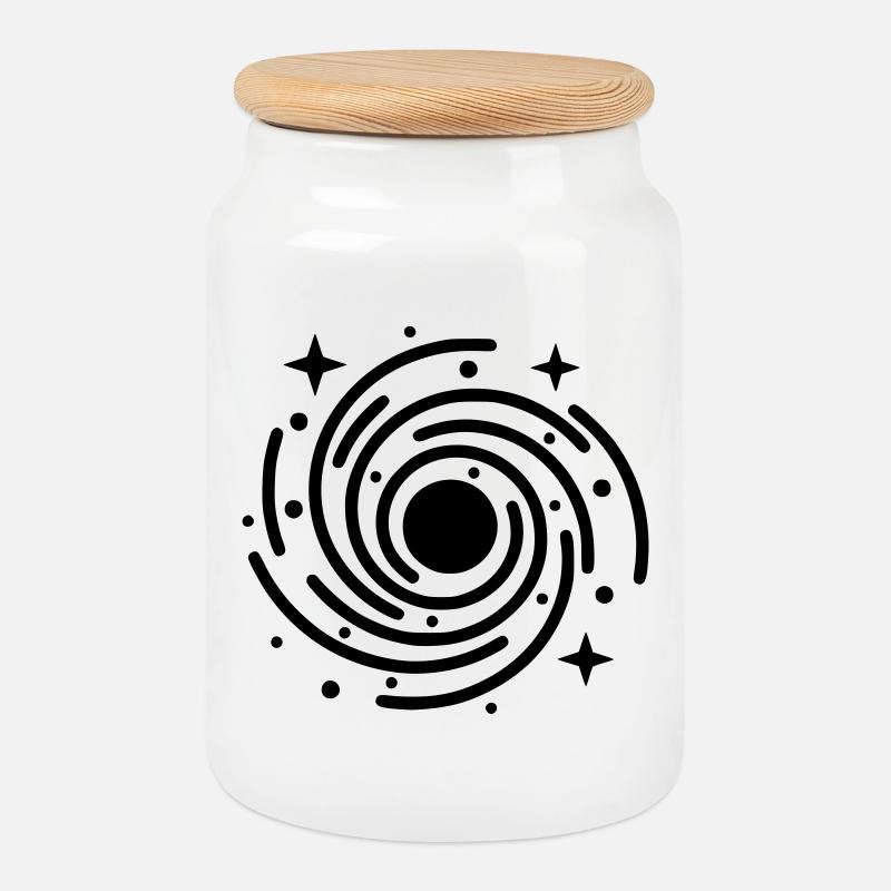 Galaxy & Black Hole | Universe Symbol - Cookie Jar with Wooden Lid - white