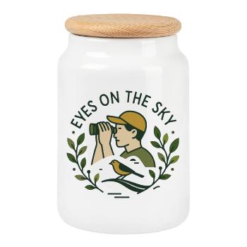 Les yeux vers le ciel - Boîte à biscuits avec couvercle en bois - blanc - Devant