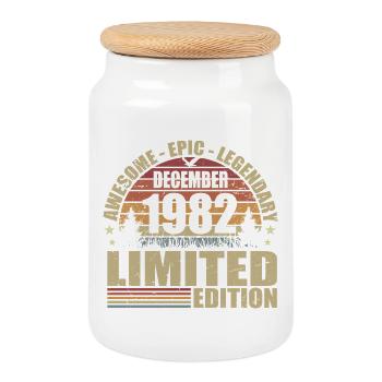 December 1982 - Limited Edition December 1982 - Cookie Jar with Wooden Lid - white - Front