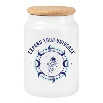 Cosmic vastness - Cookie Jar with Wooden Lid - white - Front