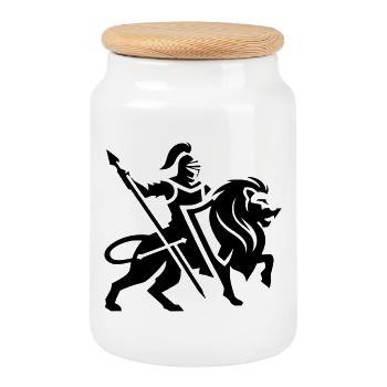 Warrior - Cookie Jar with Wooden Lid - white - Front