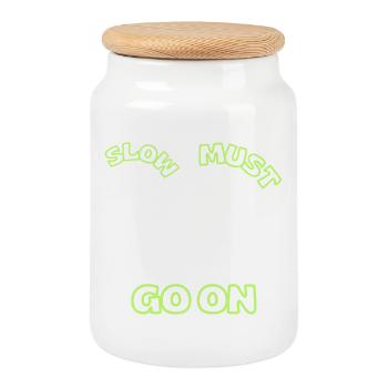 Slow must go on - Cookie Jar with Wooden Lid - white - Front