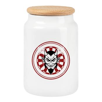 FLÉCHETTES, JEU DE FLÉCHETTES ET DIABLE - Boîte à biscuits avec couvercle en bois - blanc - Devant