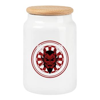 Fléchettes, cible de bœuf, jeu de fléchettes et diable. - Boîte à biscuits avec couvercle en bois - blanc - Devant