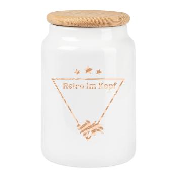 Rétro dans la tête, moderne dans le cœur - Boîte à biscuits avec couvercle en bois - blanc - Devant