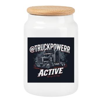 TruckPower Active Trucker Tee - Cookie Jar with Wooden Lid - white - Front