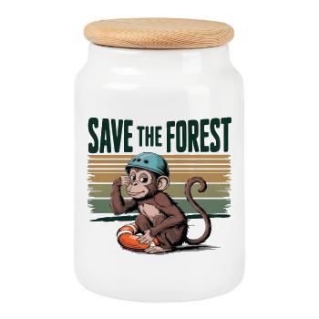 Save the Forest Nature Ecology Green Action Gift - Keksdose mit Holzdeckel - Weiß - Vorne