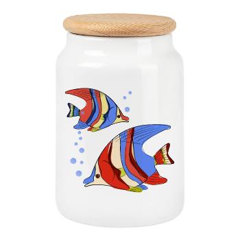 Fische - Keksdose mit Holzdeckel - Weiß - Vorne