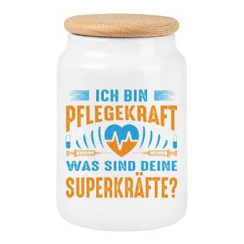 Pflegerin Geschenke Pflege Lustig Krankenpflegerin - Keksdose mit Holzdeckel - Weiß - Vorne