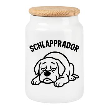 Schlapprador Labrador - Cookie Jar with Wooden Lid - white - Front