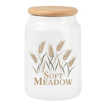 Douces herbes de prairie - Boîte à biscuits avec couvercle en bois - blanc - Devant
