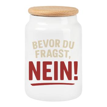 Avant que tu demandes, non ! - Boîte à biscuits avec couvercle en bois - blanc - Devant