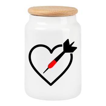 Heart Darts – Passion Precision - Cookie Jar with Wooden Lid - white - Front