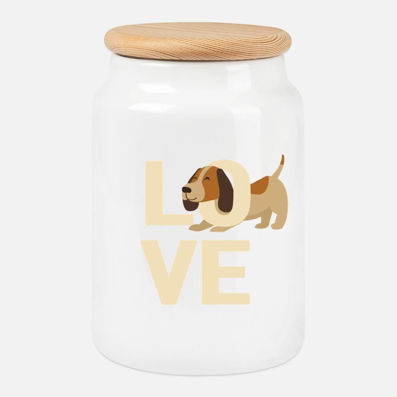 J’adore les chiens - Boîte à biscuits avec couvercle en bois - blanc