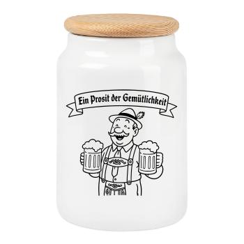 Herr Bier - Ein Prosit der Gemütlichkeit - Boîte à biscuits avec couvercle en bois - blanc - Devant