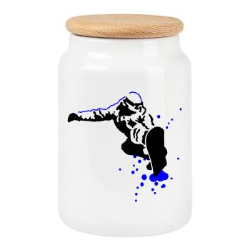 Snowboarder - Keksdose mit Holzdeckel - Weiß - Vorne