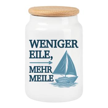 Moins de précipitation, plus de motif de voile d’un mile - Boîte à biscuits avec couvercle en bois - blanc - Devant