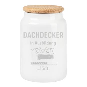 Dachdecker in Ausbildung lädt - Keksdose mit Holzdeckel - Weiß - Vorne