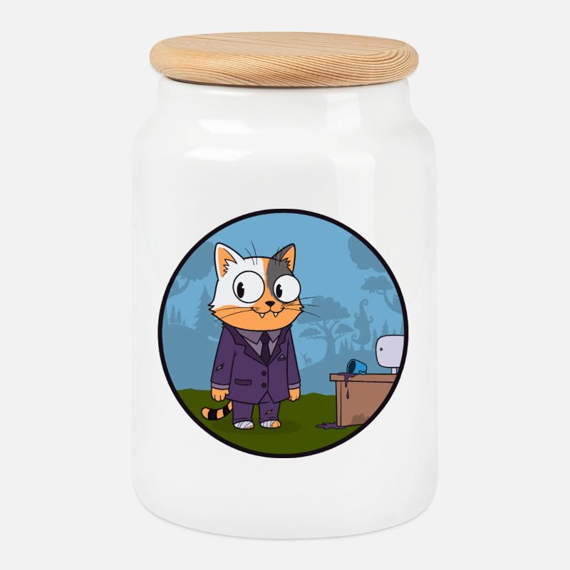 ABOGATO - Cookie Jar with Wooden Lid - white