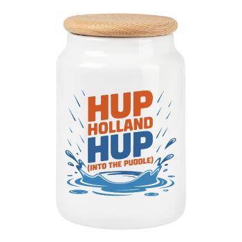 Hup Holland Hup Pfütze Spritzer - Keksdose mit Holzdeckel - Weiß - Vorne