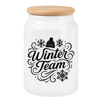 Winter Team - Keksdose mit Holzdeckel - Weiß - Vorne